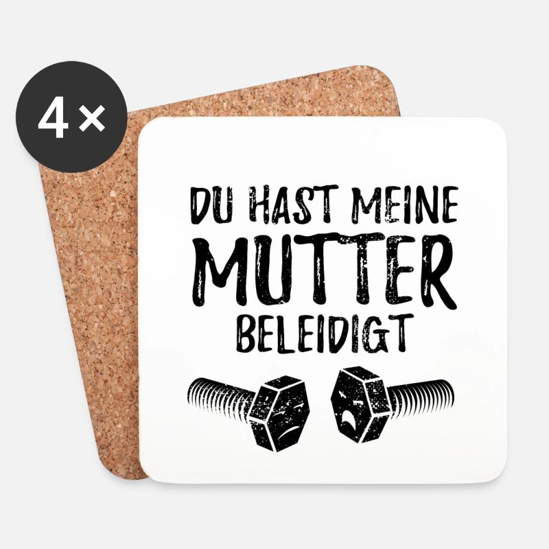 Du hast meine Mutter beleidigt - Schraube - Untersetzer (4er-Set) - Weiß