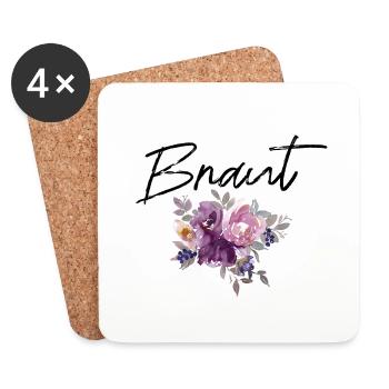 Braut - Junggesellinnenabschied Blumen - Untersetzer (4er-Set) - Weiß - Vorne