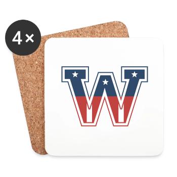 Lettre W ÉTATS-UNIS - Dessous de verre (lot de 4) - blanc - Devant