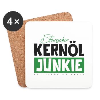 STEIRISCHER KERNÖL JUNKIE STEIERMARK KÜRBISKERNÖL - Untersetzer (4er-Set) - Weiß - Vorne