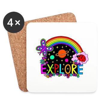 Explore the World Hippie Universe Rainbow Cool - Coasters (set of 4) - white - Front