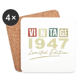 Vintage 1947 Original 1947 Anniversary Gift - Coasters (set of 4) - white - Front