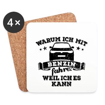Warum ich mit Benzin fahre? Weil ich es kann - SUV - Untersetzer (4er-Set) - Weiß - Vorne