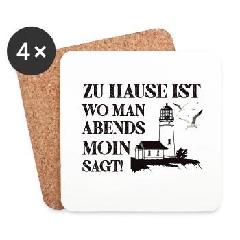 Zu Hause ist wo man Abends Moin Sagt - Untersetzer (4er-Set) - Weiß - Vorne