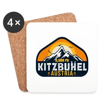 Kitzbühel Österreich Retro Sunset Ski 80er Jahre - Untersetzer (4er-Set) - Weiß - Vorne