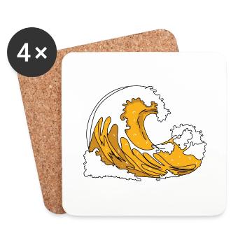 Bierwelle - Untersetzer (4er-Set) - Weiß - Vorne