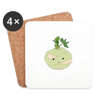 Mr. Kohlrabi - Coasters (set of 4) - white - Front