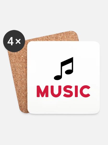 ★ Designfarben änderbar ★ Music (Note) - Untersetzer (4er-Set) - Weiß