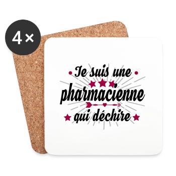Pharmacienne Pharmacie Pharmacien Métier Humour - Dessous de verre (lot de 4) - blanc - Devant