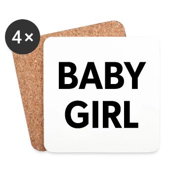 Baby Girl Schwarzer Text - Untersetzer (4er-Set) - Weiß - Vorne