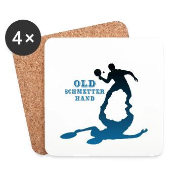 Old Schmetterhand Tischtennis Schmetterball - Untersetzer (4er-Set) - Weiß - Vorne