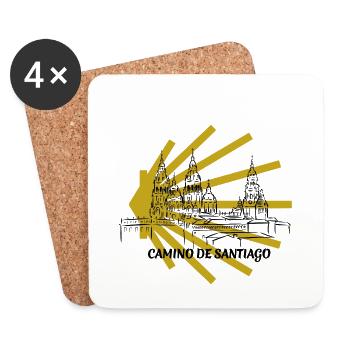 Camino - Jakobsweg - Pilgertour - Santiago - Untersetzer (4er-Set) - Weiß - Vorne