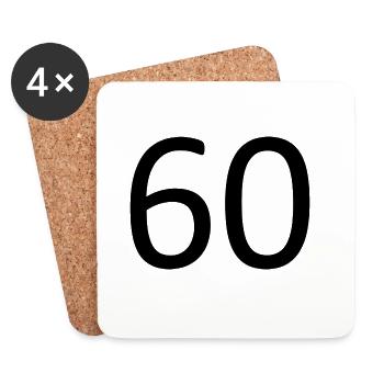 60th Birthday 60th Anniversary 60 Number 60 black - Coasters (set of 4) - white - Front