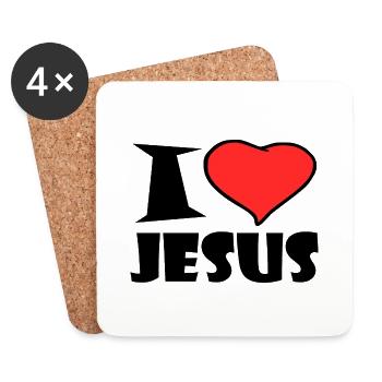 I Love Jesus - Untersetzer (4er-Set) - Weiß - Vorne
