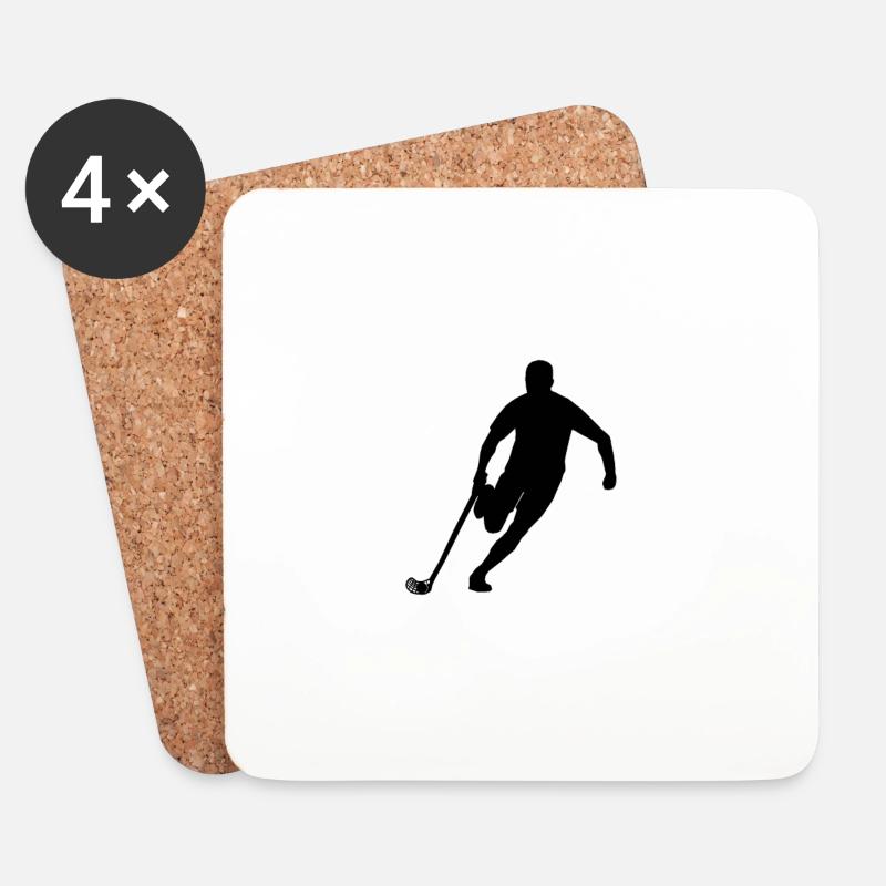 Laufender Floorball Spieler - Untersetzer (4er-Set) - Weiß