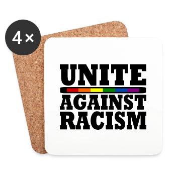 UNITE AGAINST RACISM - Untersetzer (4er-Set) - Weiß - Vorne