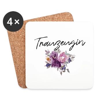 Trauzeugin - Junggesellinnenabschied lila Blumen - Untersetzer (4er-Set) - Weiß - Vorne