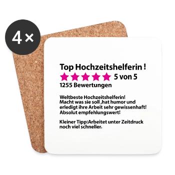Hochzeitshelferin Dankeschön Danke Hochzeit Helfer - Untersetzer (4er-Set) - Weiß - Vorne