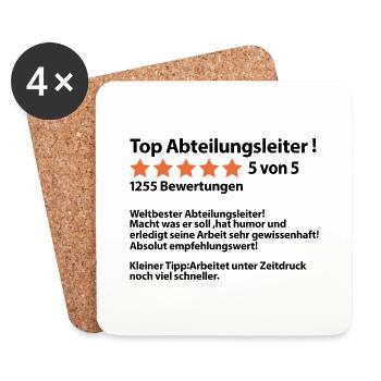 Abschiedsgeschenk für Abteilungsleiter Ruhestand - Untersetzer (4er-Set) - Weiß - Vorne
