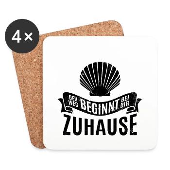 Der Weg beginnt bei dir zu Hause - Camino - Pilger - Untersetzer (4er-Set) - Weiß - Vorne