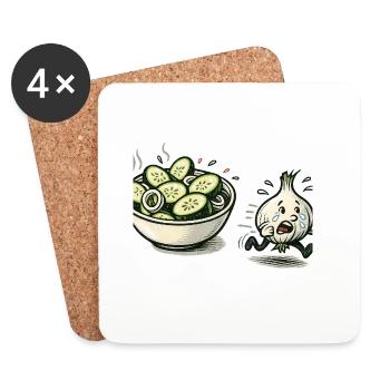 GurkenBowl pense que l’oignon est trop épicé - Dessous de verre (lot de 4) - blanc - Devant
