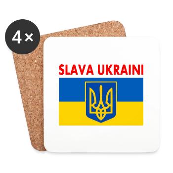 Slava ukraini - Dessous de verre (lot de 4) - blanc - Devant