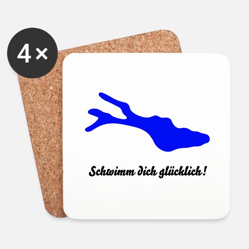 Schwimm dich glücklich schwarz 18 11 2013 - Untersetzer (4er-Set) - Weiß