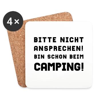 bitte nicht ansprechen camping - Untersetzer (4er-Set) - Weiß - Vorne