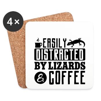 Lézard café reptile facilement distrait par les serments - Dessous de verre (lot de 4) - blanc - Devant