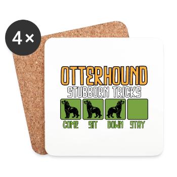 Otterhound Otter Dog drôle drôle Dire humour - Dessous de verre (lot de 4) - blanc - Devant
