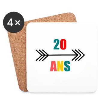 20. 20. JAHRESTAG. 20-JÄHRIGES JUBILÄUM. 20 JAHRE. - Untersetzer (4er-Set) - Weiß - Vorne