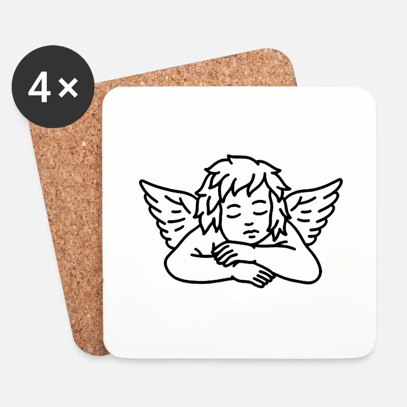 Ange triste - Dessous de verre (lot de 4) - blanc
