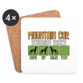 Mountain Cur Dog Dictons drôle d’humour drôle - Dessous de verre (lot de 4) - blanc - Devant