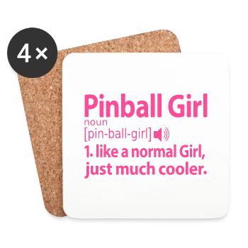 Pinball Pinball Girl Girl Sayings Funny Pink - Coasters (set of 4) - white - Front