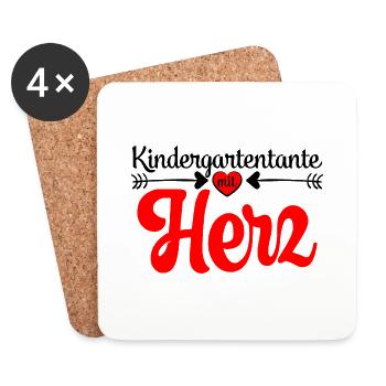 Kindergartentante Abschiedsgeschenk Danke an - Untersetzer (4er-Set) - Weiß - Vorne
