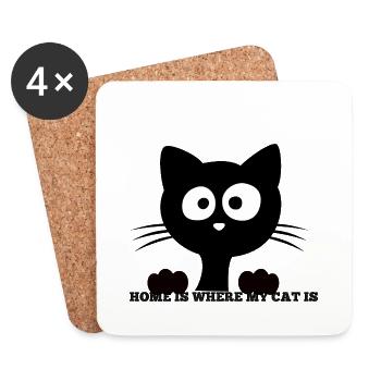 Home Is Where My Cat Is - Gift - Coasters (set of 4) - white - Front