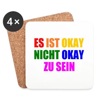 es ist okay nicht okay zu sein - Untersetzer (4er-Set) - Weiß - Vorne