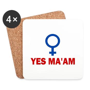 yes ma'am - Coasters (set of 4) - white - Front