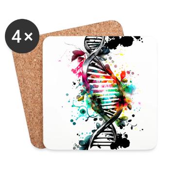 Watercolor, ink double helix in black colorful - Coasters (set of 4) - white - Front