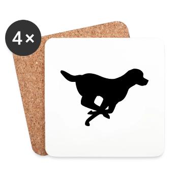 Chien qui court - Dessous de verre (lot de 4) - blanc - Devant