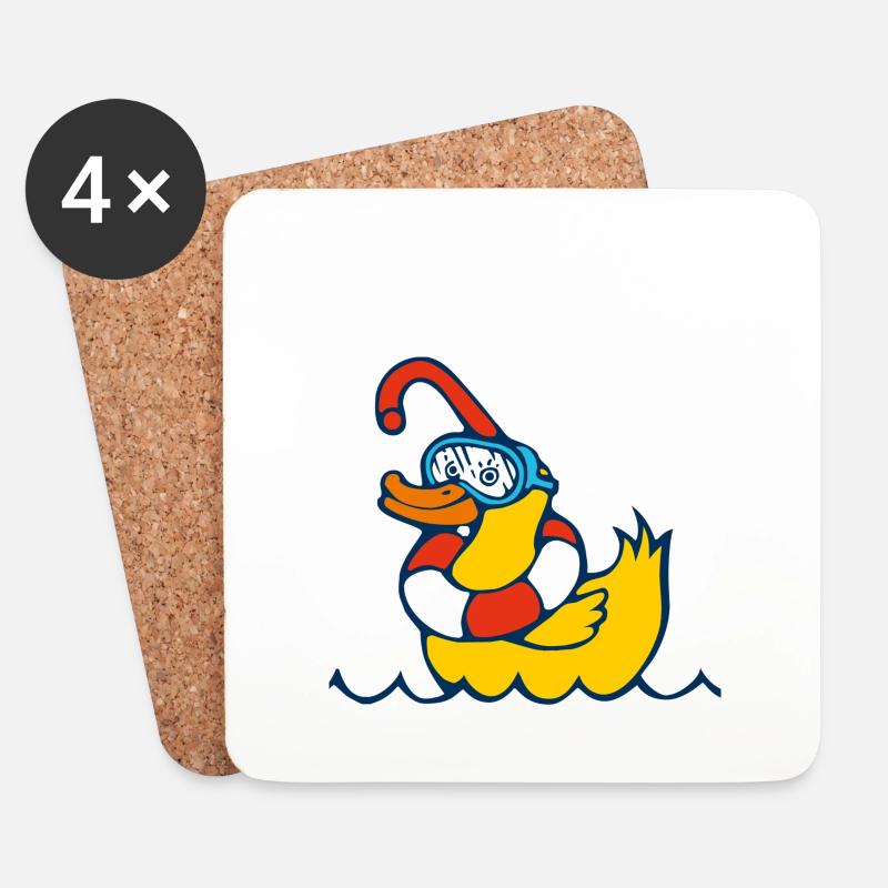 Taucher-Ente - Untersetzer (4er-Set) - Weiß