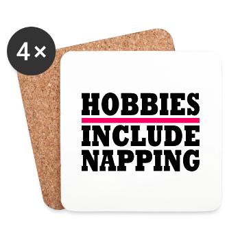 Hobbies include napping - Untersetzer (4er-Set) - Weiß - Vorne