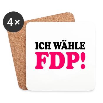 Fdp - ich wähle fdp - Untersetzer (4er-Set) - Weiß - Vorne