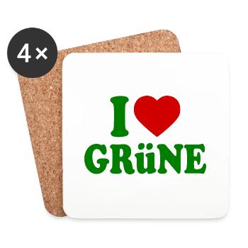 I love green - Coasters (set of 4) - white - Front