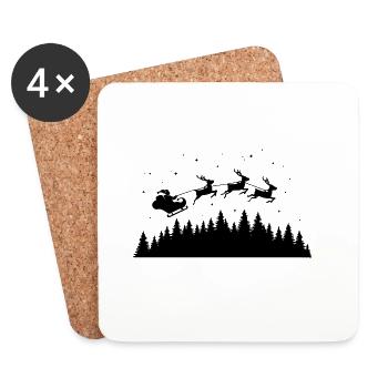 Santa Claus Sleigh Reindeer - Coasters (set of 4) - white - Front