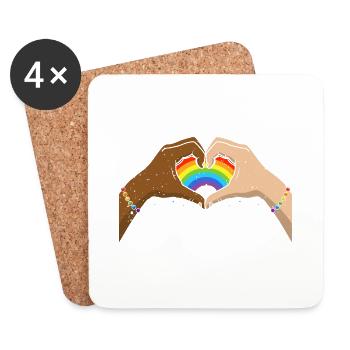 CSD LGBT Hands Shape Rainbow Heart Pride - Coasters (set of 4) - white - Front