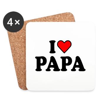 I love papa - Dessous de verre (lot de 4) - blanc - Devant