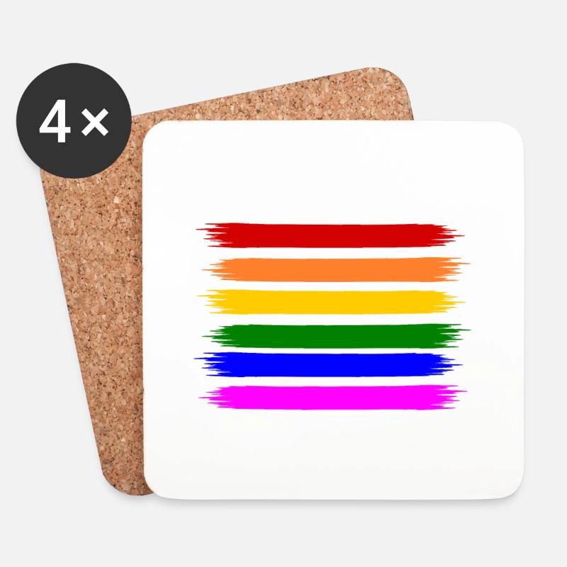 Regenbogen Regenbogenfahne - Untersetzer (4er-Set) - Weiß