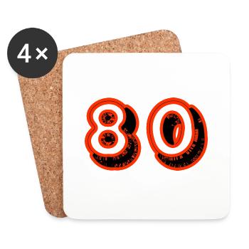 80. 80 ANS. 80e ANNIVERSAIRE. ANNIVERSAIRE 80 ANS. - Dessous de verre (lot de 4) - blanc - Devant