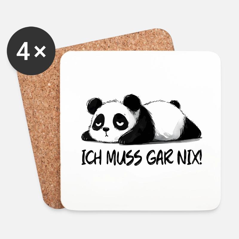 ch muss gar nix ein lustiger Panda Bär - Untersetzer (4er-Set) - Weiß